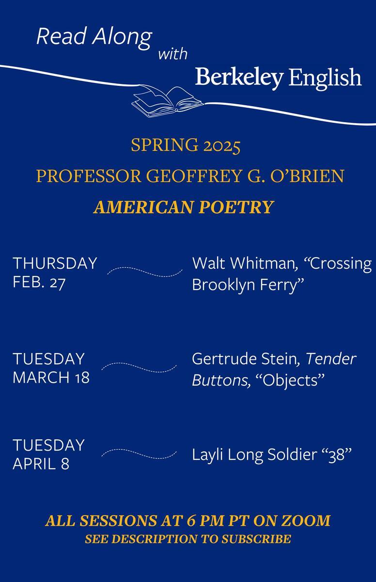 Schedule for Read Along with Berkeley English - full text description found below image in semester description